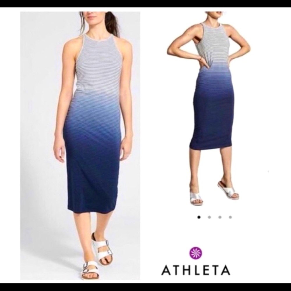 Athleta Ombré Striped Midi Tank Dress